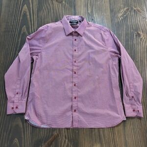 NICK GRAHAM Mens 2XL Long Sleeve Stretch Button Down Micro Print Shirt